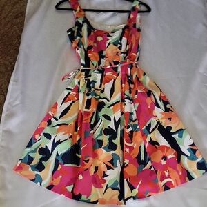 NWOT Pappagallo  Multi Color Floral-Printed Fit & Flare Dress Size 8